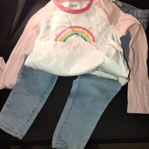 PRE-OWNER LEVI'S MATCHING GIRLS 2 PIECE SET White shirt and long jeans